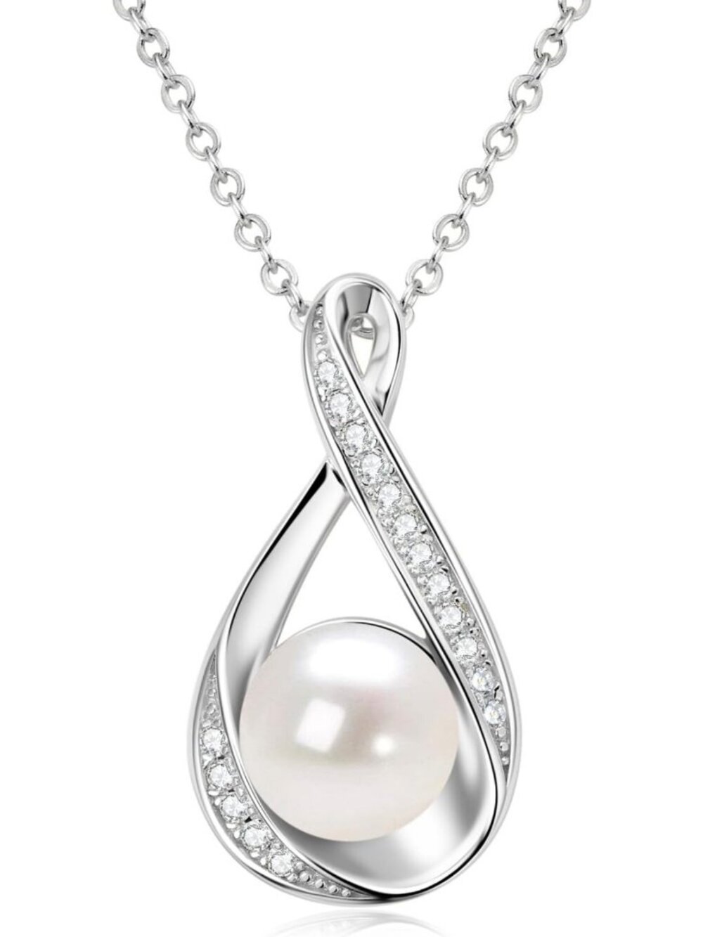Elegant Freshwater Pearl Pendant Necklace - Infinity Design, Perfect Gift for
